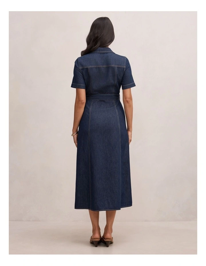 Millie Denim Midi Shirt Dress in Blue image 2