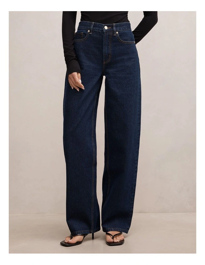 Emma Mid Rise Barrel Jeans in Blue image 1