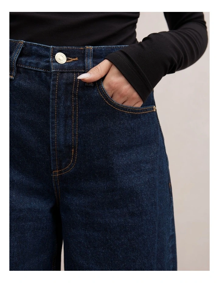 Emma Mid Rise Barrel Jeans in Blue image 4
