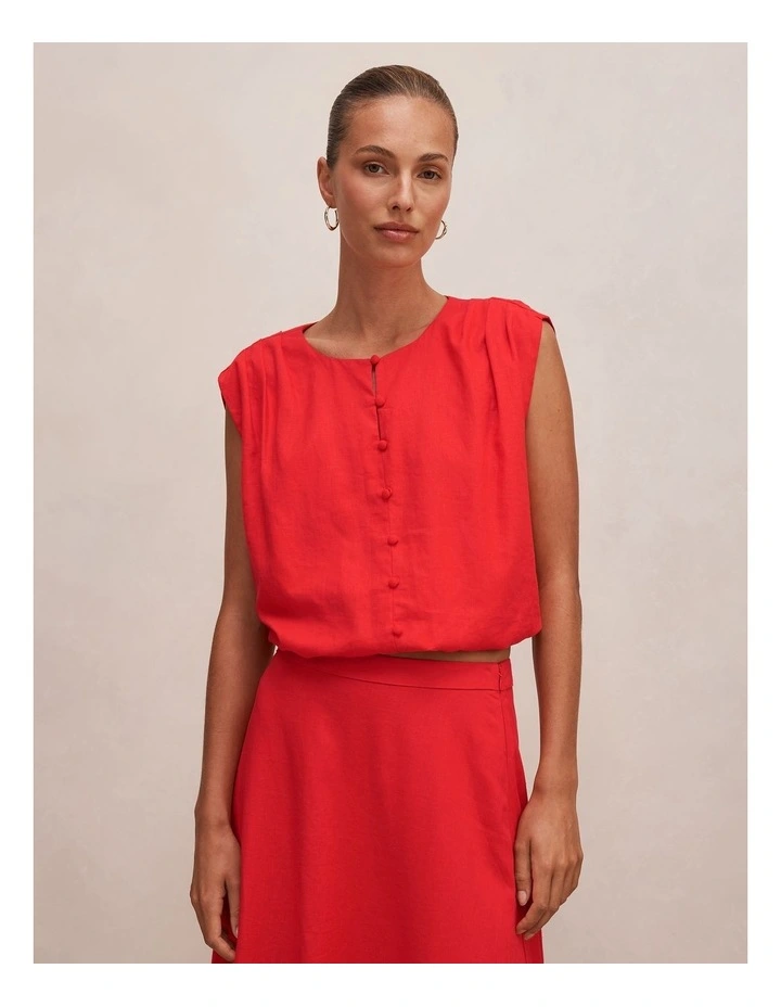 Naia Bubble Hem Top in Red image 1