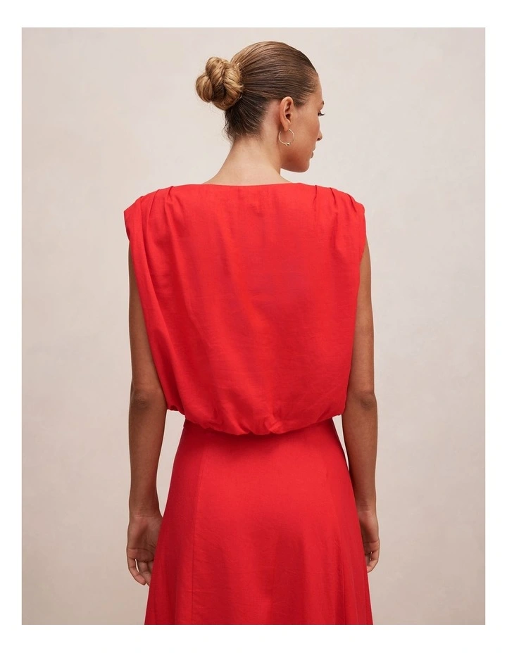 Naia Bubble Hem Top in Red image 2