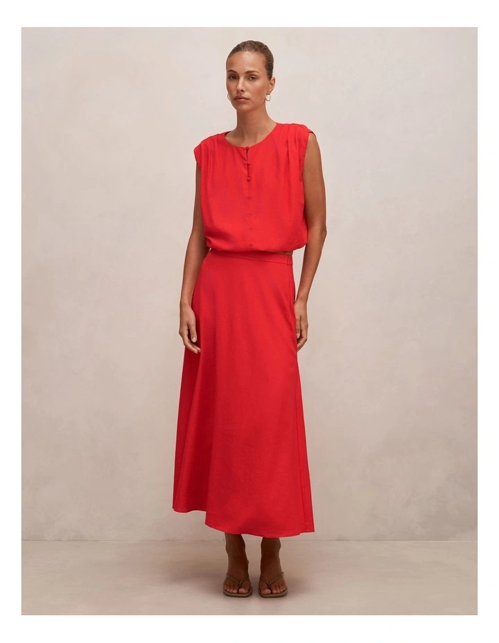Naia Bubble Hem Top in Red image 5