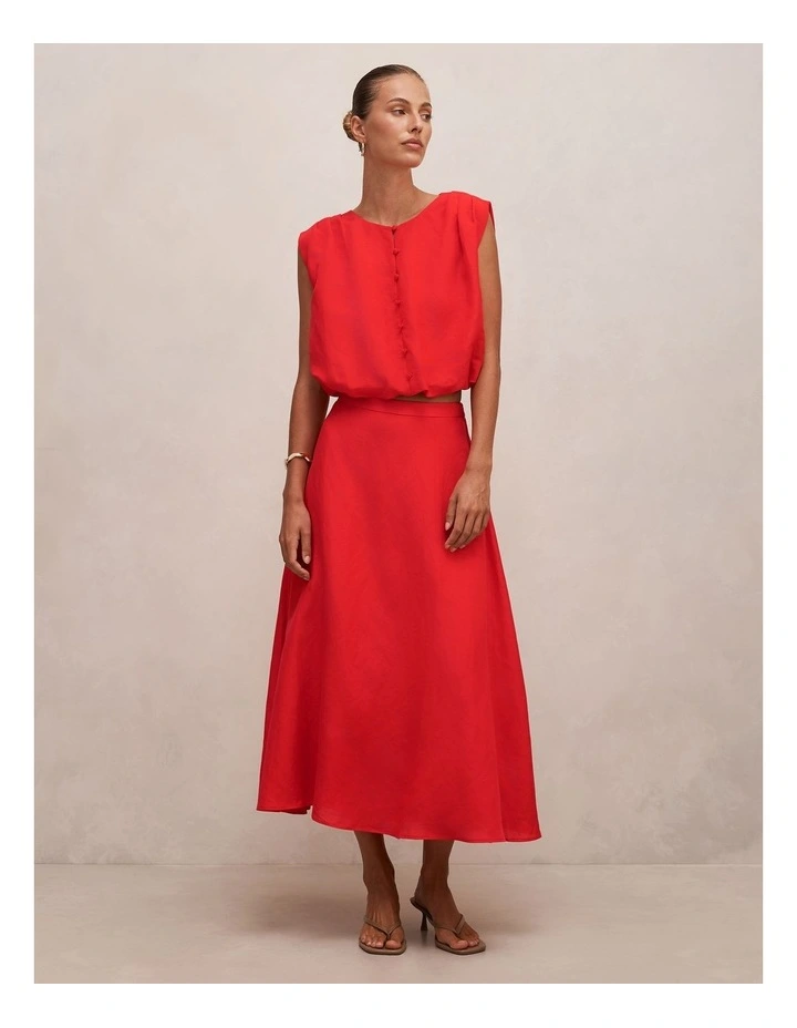 Neve Circle Skirt in Red image 5