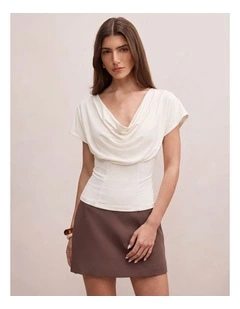 Phoebe Draped Cowl Top in Cream