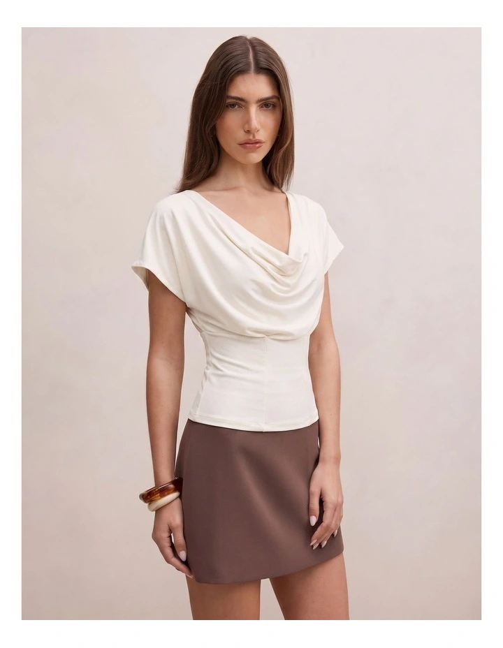 Phoebe Draped Cowl Top in Cream image 3
