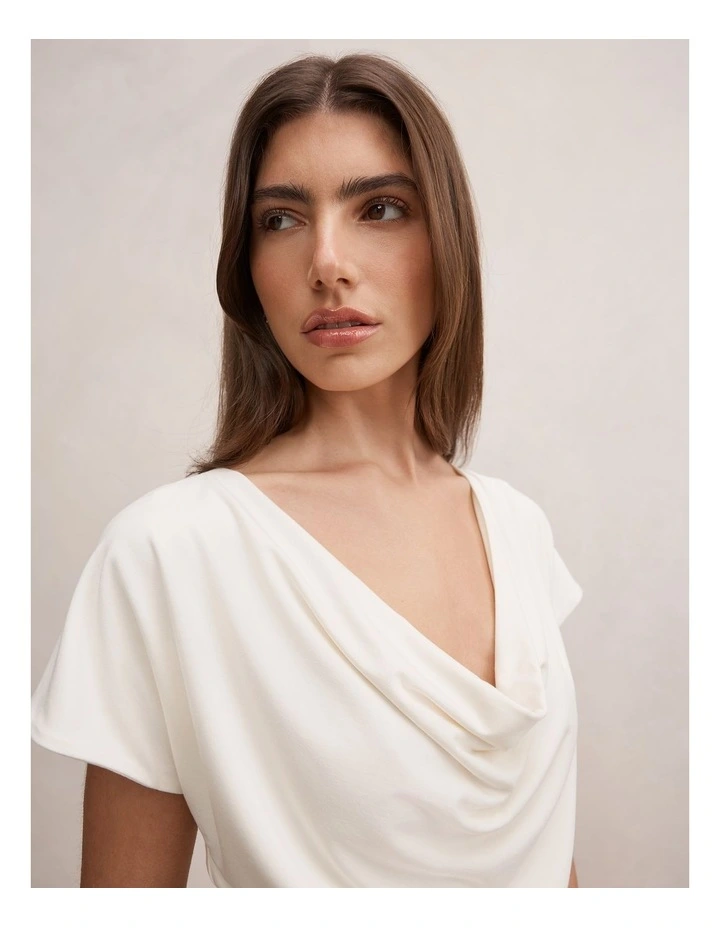 Phoebe Draped Cowl Top in Cream image 4
