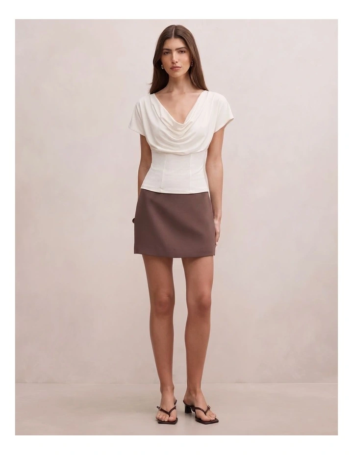 Phoebe Draped Cowl Top in Cream image 5