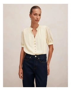 Leighton Short Sleeves Blouse in Cream