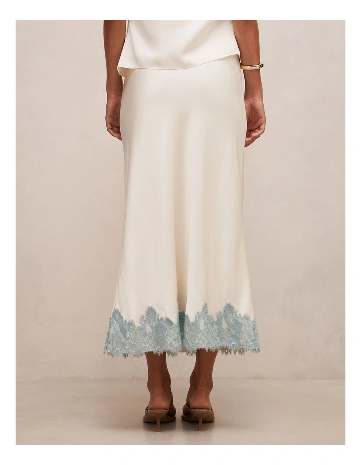 Adele Lace Trim Midi Skirt in Cream image 2