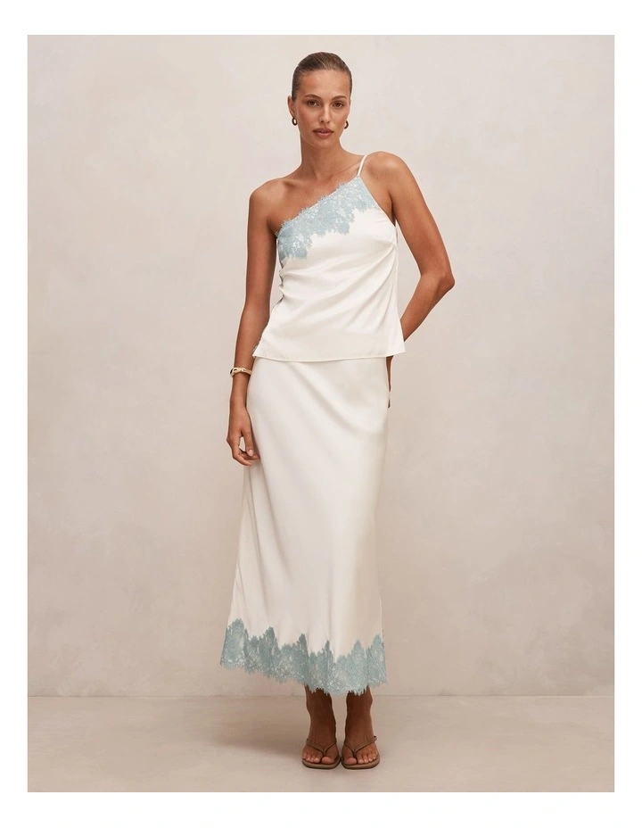 Adele Lace Trim Midi Skirt in Cream image 5