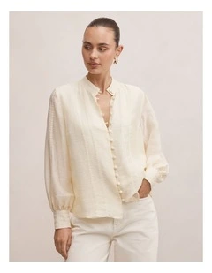 Astra Lace Trim Blouse in Yellow