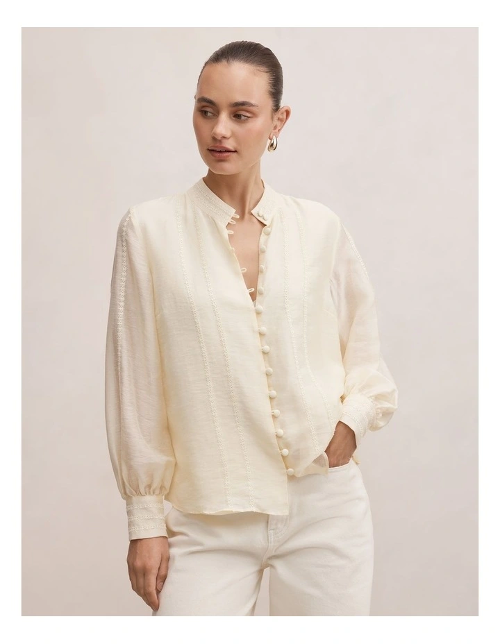 Astra Lace Trim Blouse in Yellow image 1