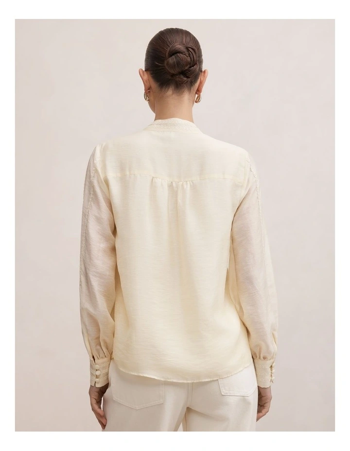 Astra Lace Trim Blouse in Yellow image 2
