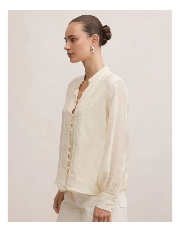 Astra Lace Trim Blouse in Yellow image 3
