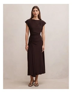 Marissa Jersey T-Shirt Midi Dress in Brown