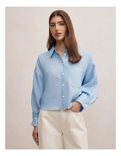 Bowie Cropped Shirt in Blue