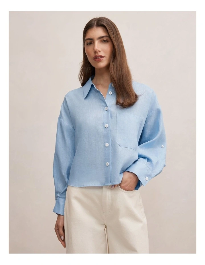 Bowie Cropped Shirt in Blue image 1