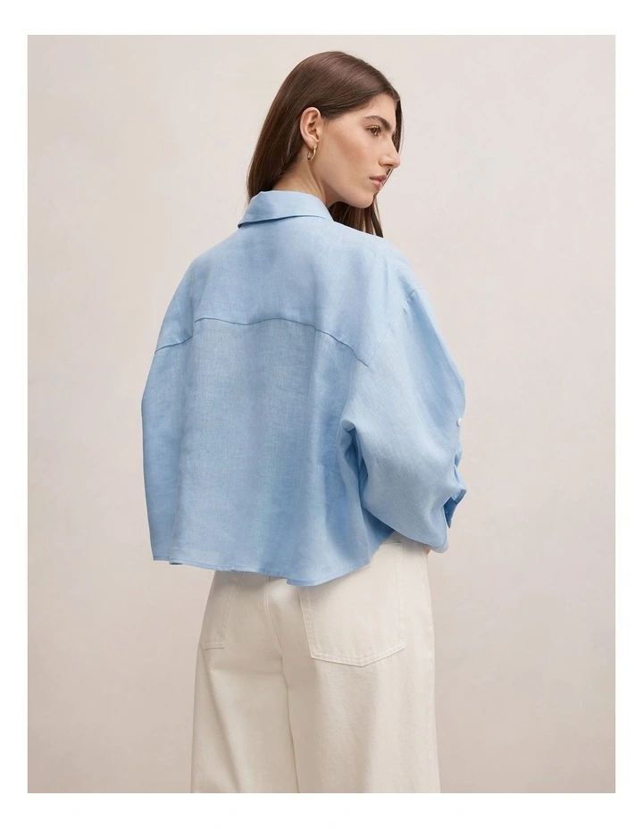Bowie Cropped Shirt in Blue image 2
