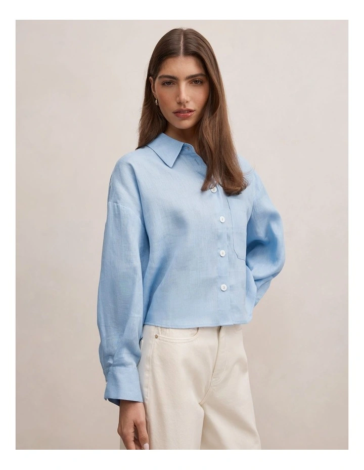 Bowie Cropped Shirt in Blue image 3