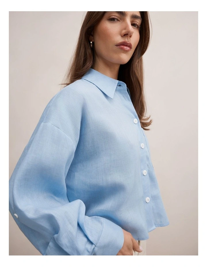 Bowie Cropped Shirt in Blue image 4