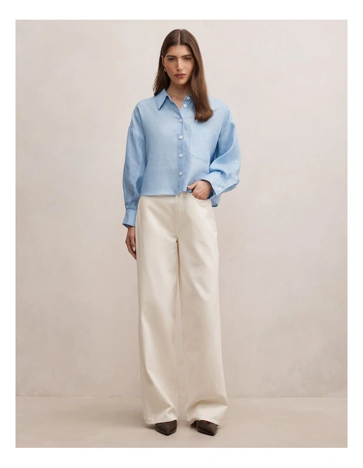 Bowie Cropped Shirt in Blue image 5