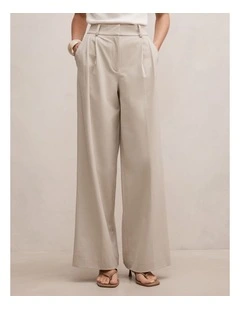 Etta Pleated Wide Leg Pants in Beige