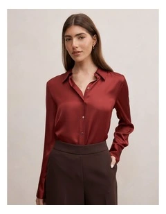 Coco Satin Shirt in Red