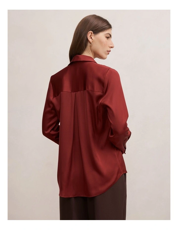 Coco Satin Shirt in Red image 2