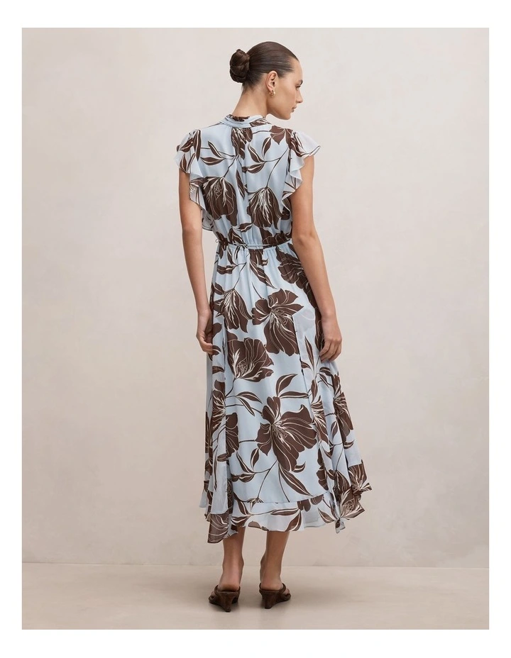Maxwell Flutter Sleeves Midi Dress in Blue image 2