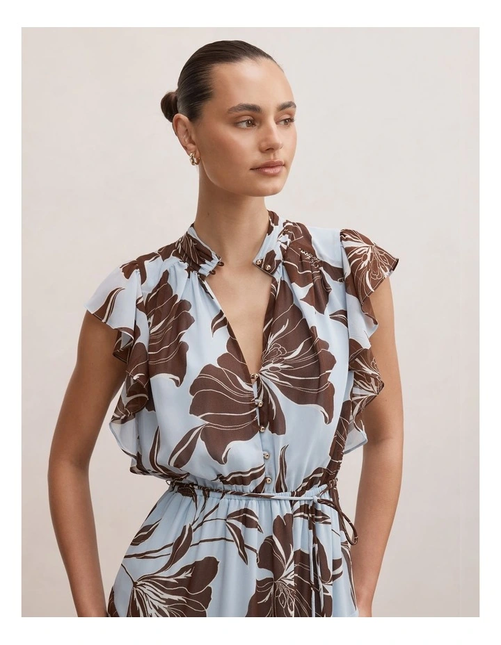 Maxwell Flutter Sleeves Midi Dress in Blue image 4