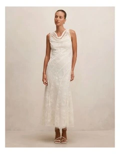 Jenna Panelled Lace Dress in White