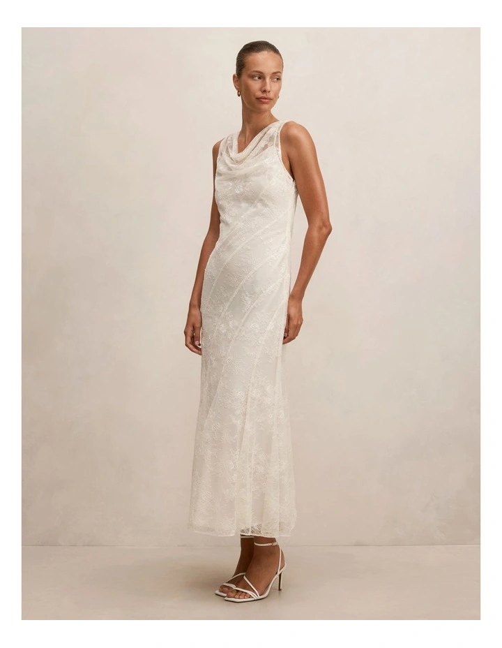 Jenna Panelled Lace Dress in White image 3