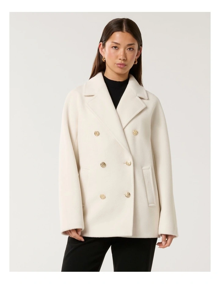 Bianca Double Breasted Mid Length Coat in Cream image 1