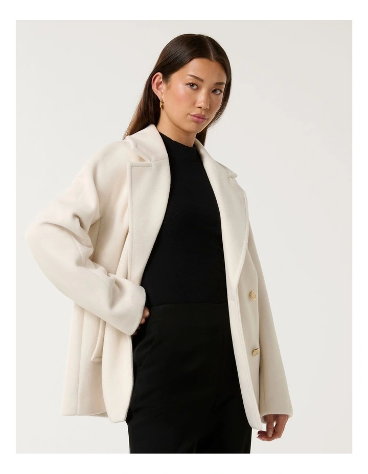 Bianca Double Breasted Mid Length Coat in Cream image 3