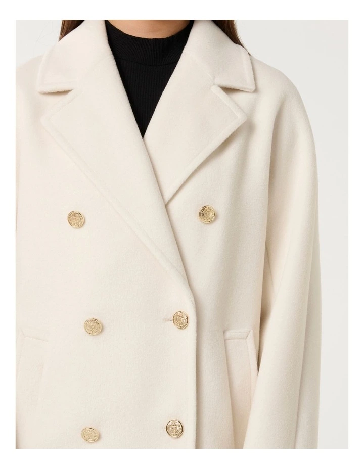 Bianca Double Breasted Mid Length Coat in Cream image 4