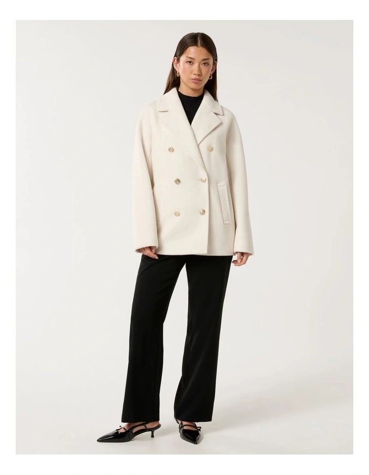 Bianca Double Breasted Mid Length Coat in Cream image 5