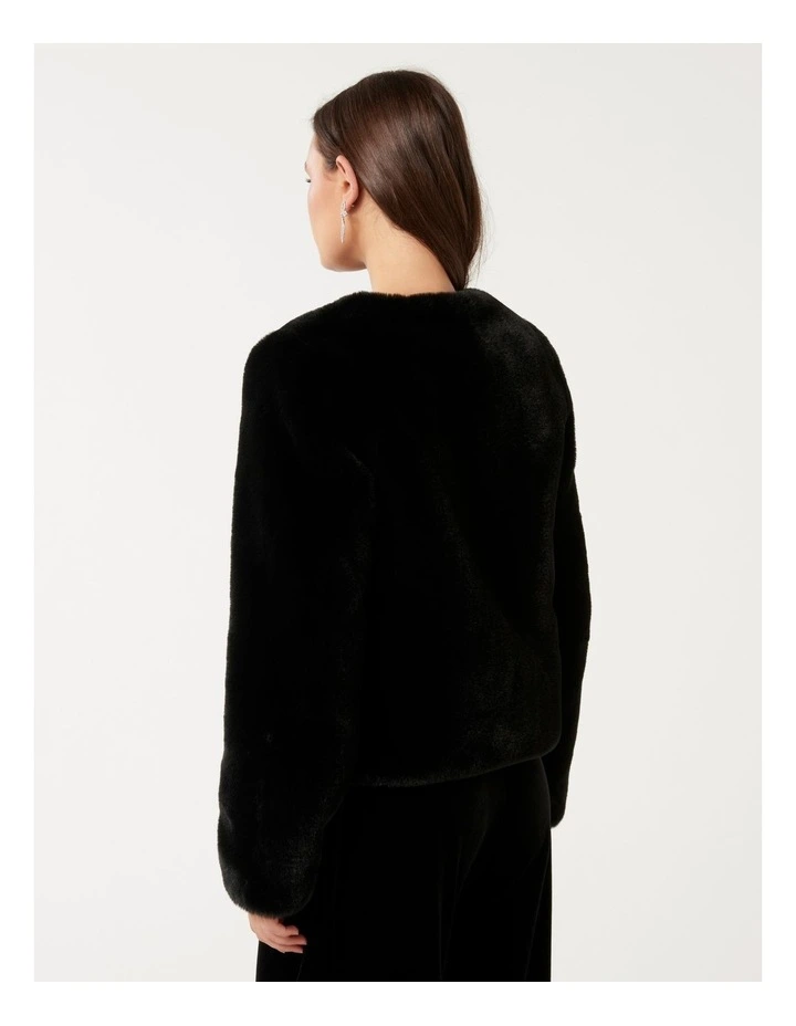 Lana Faux Fur Coat in Black image 2