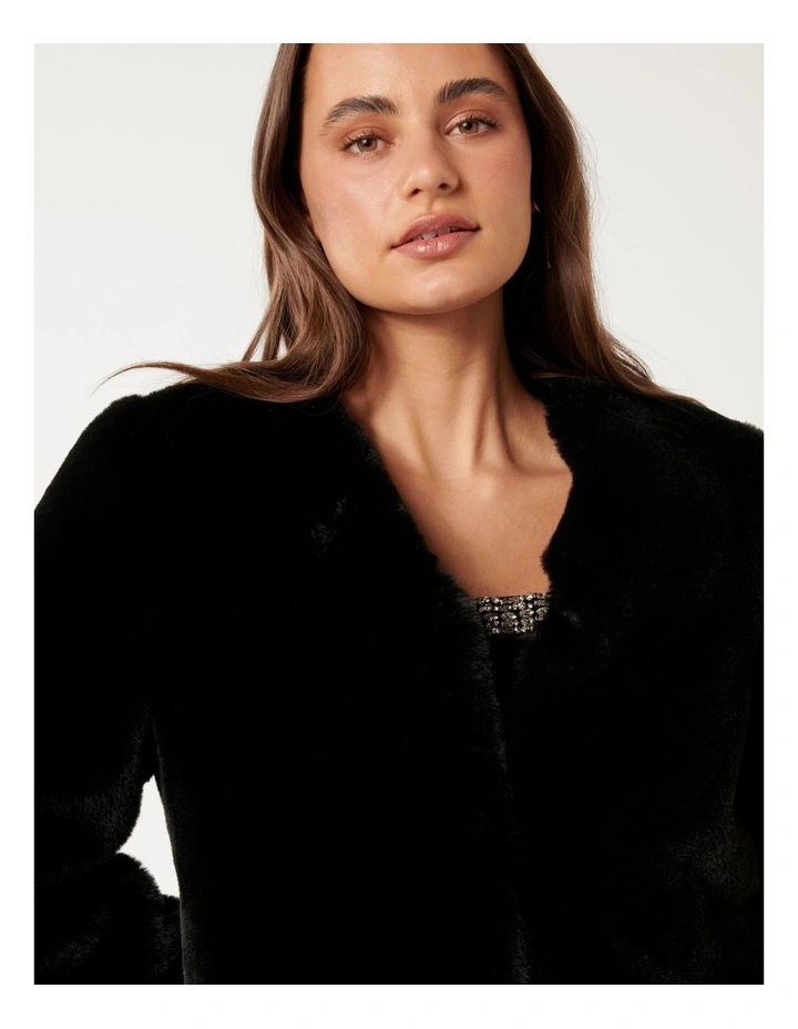 Lana Faux Fur Coat in Black image 4
