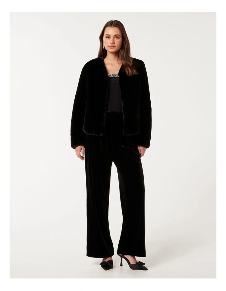 Lana Faux Fur Coat in Black image 5