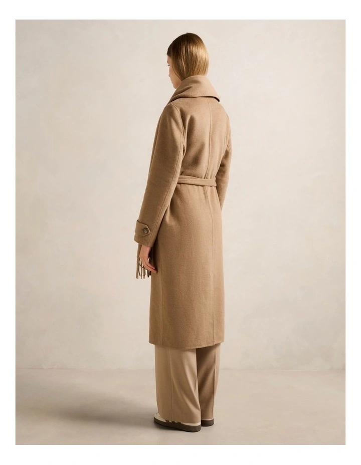 Saige Felled Scarf Coat in Brown image 2