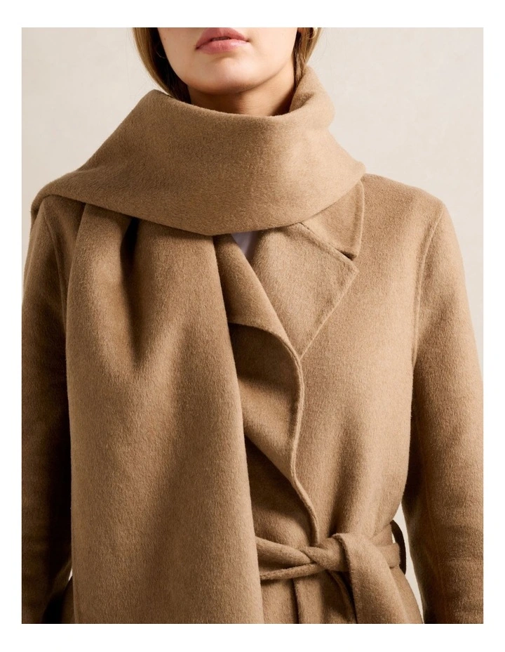 Saige Felled Scarf Coat in Brown image 4