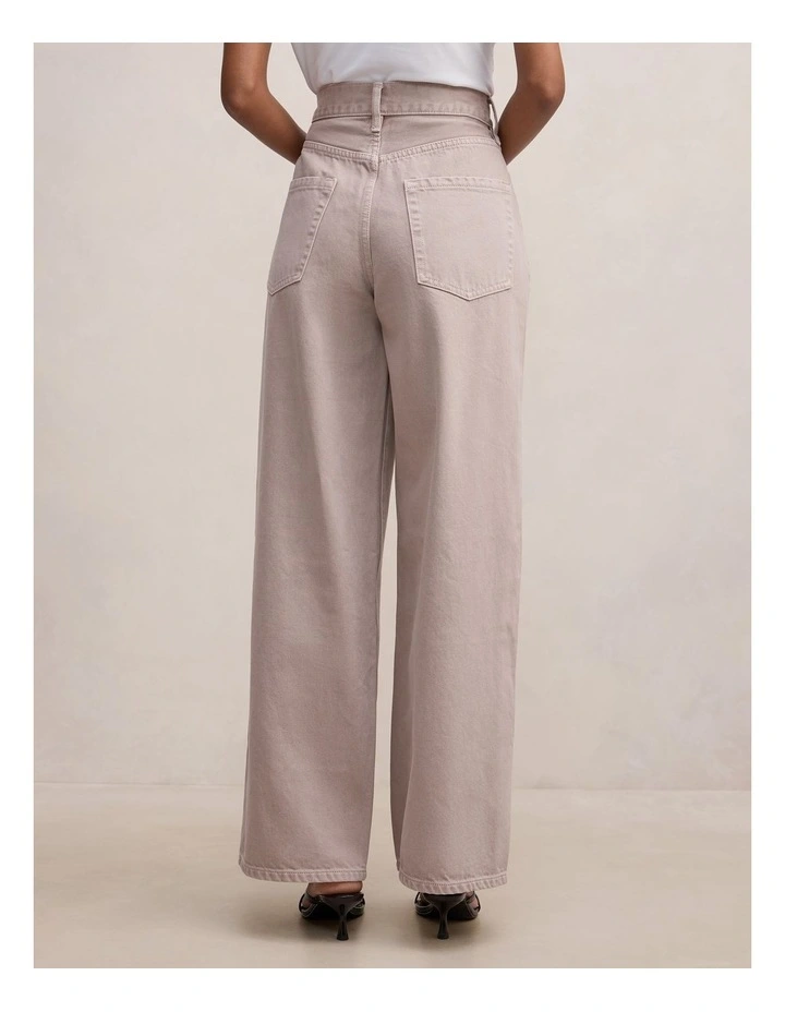 Gia High Rise Wide Leg Jeans in Beige image 2