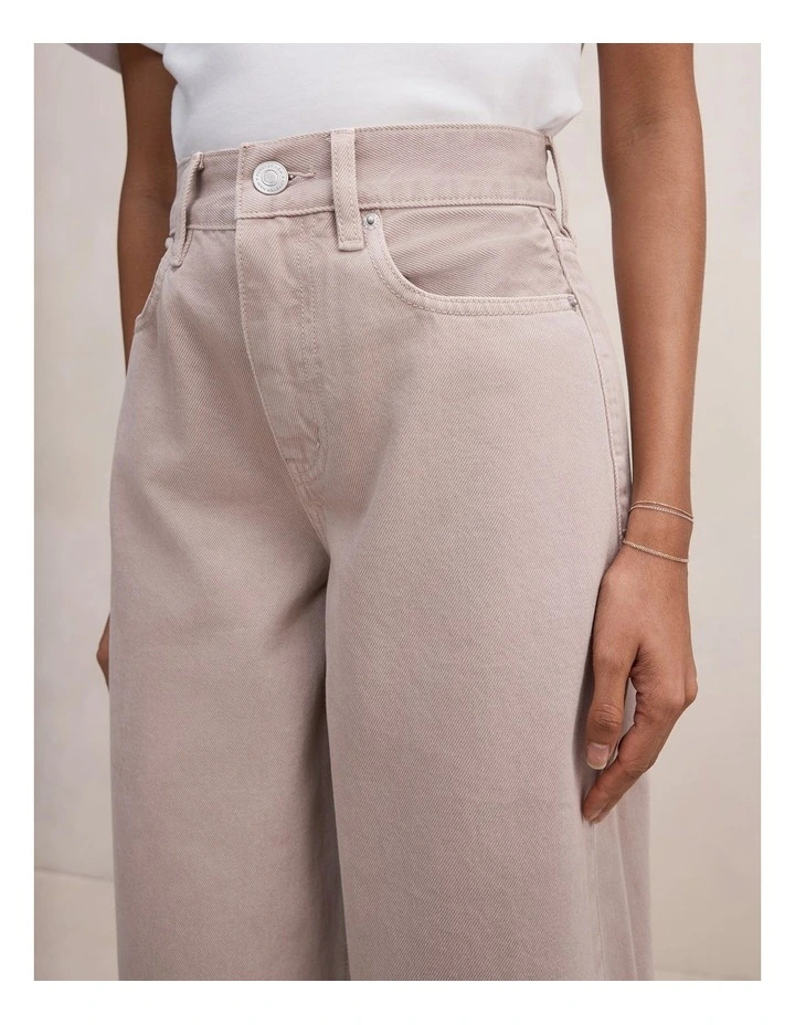 Gia High Rise Wide Leg Jeans in Beige image 4
