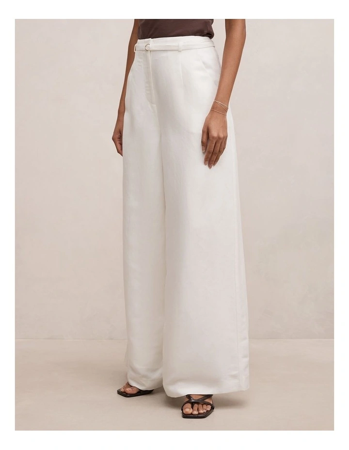 Matilda Linen Blend Pants in White image 3