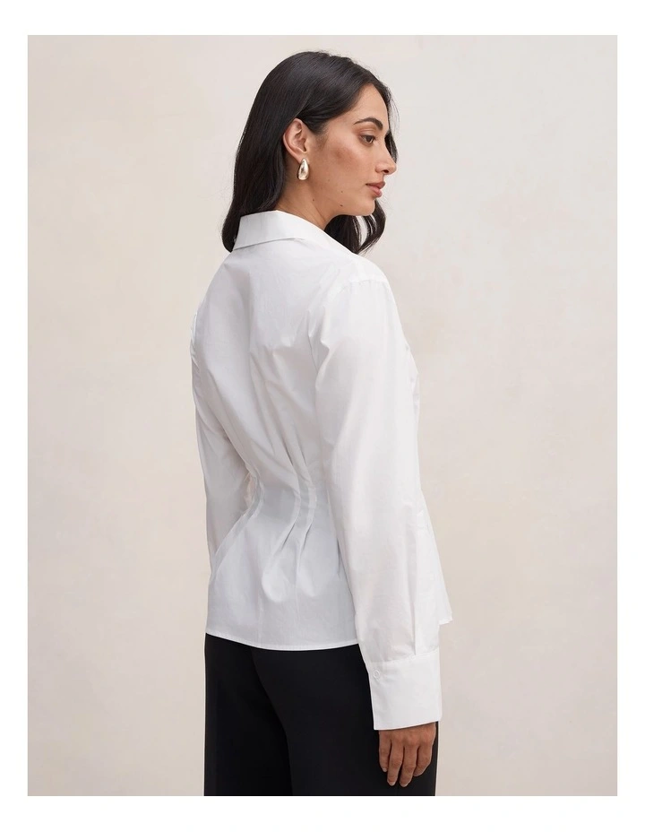 Blake Pleated Detail Shirt in White image 2