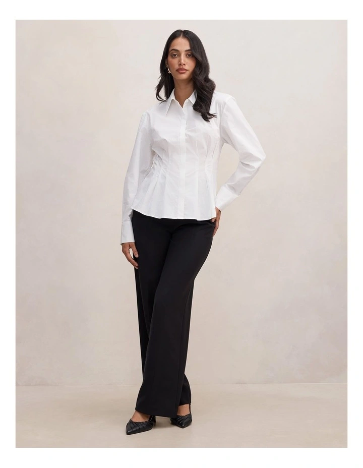 Blake Pleated Detail Shirt in White image 5