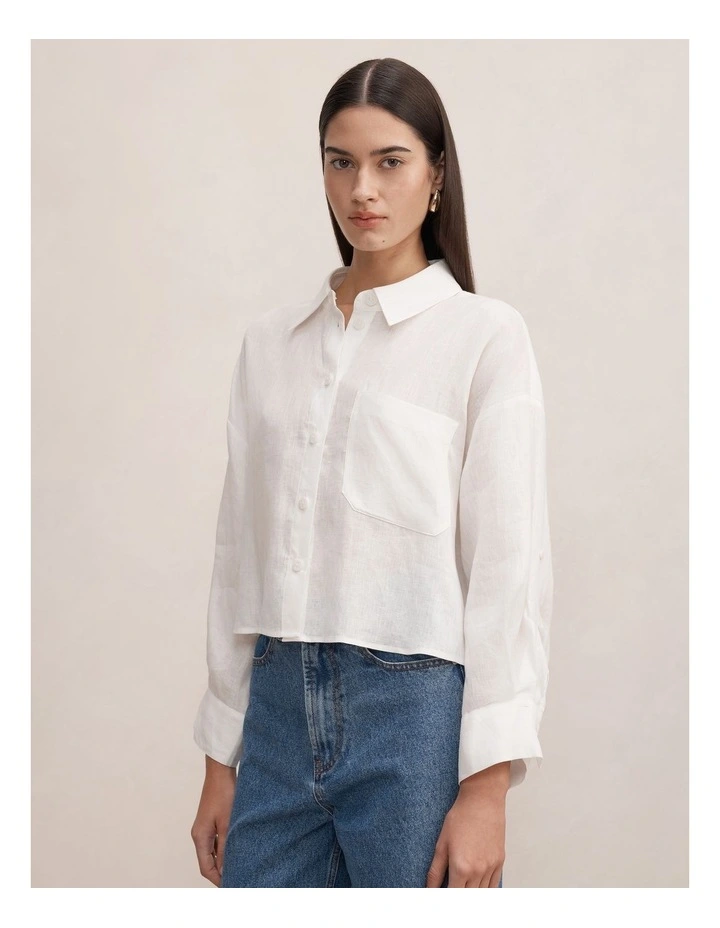 Bowie Cropped Shirt in White image 3