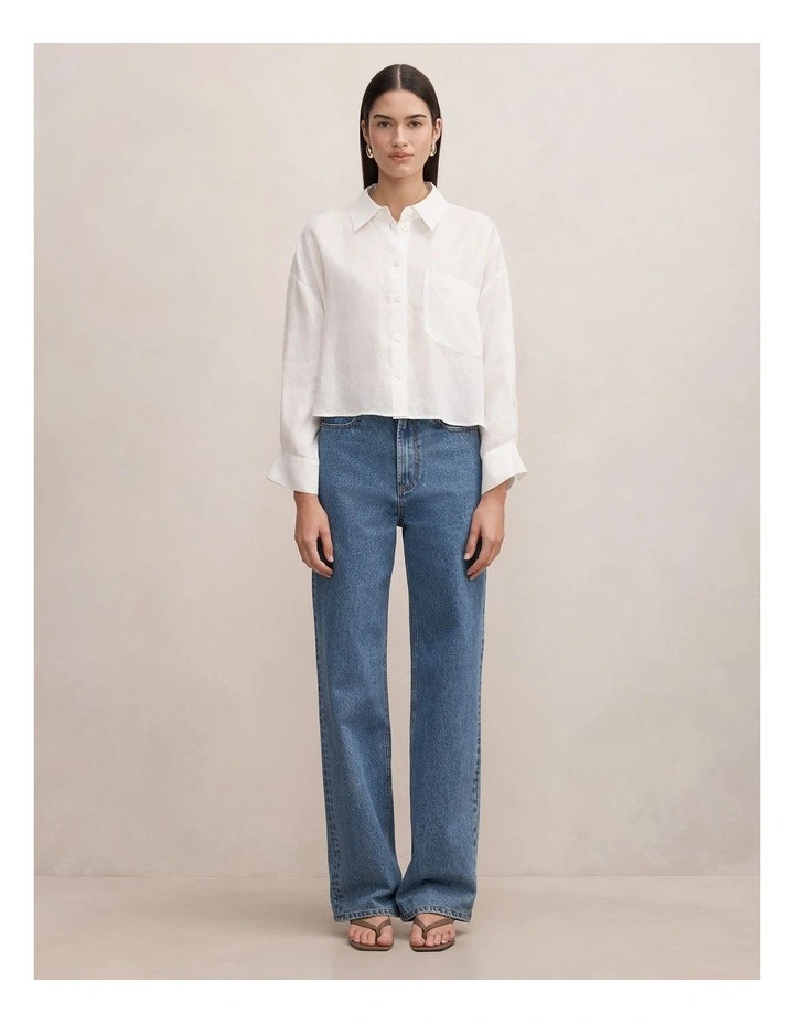 Bowie Cropped Shirt in White image 5