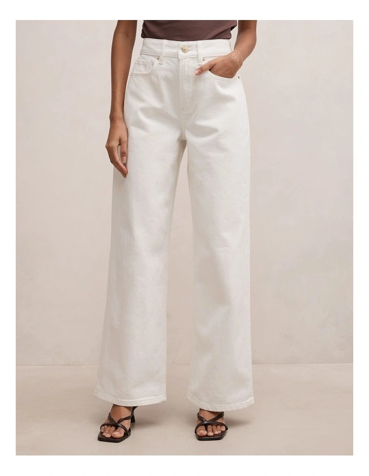 Nicki Mid Rise Straight Jeans in White image 1