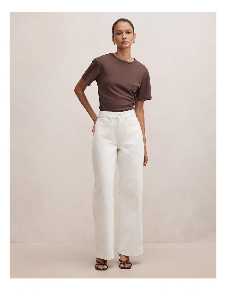 Nicki Mid Rise Straight Jeans in White image 5